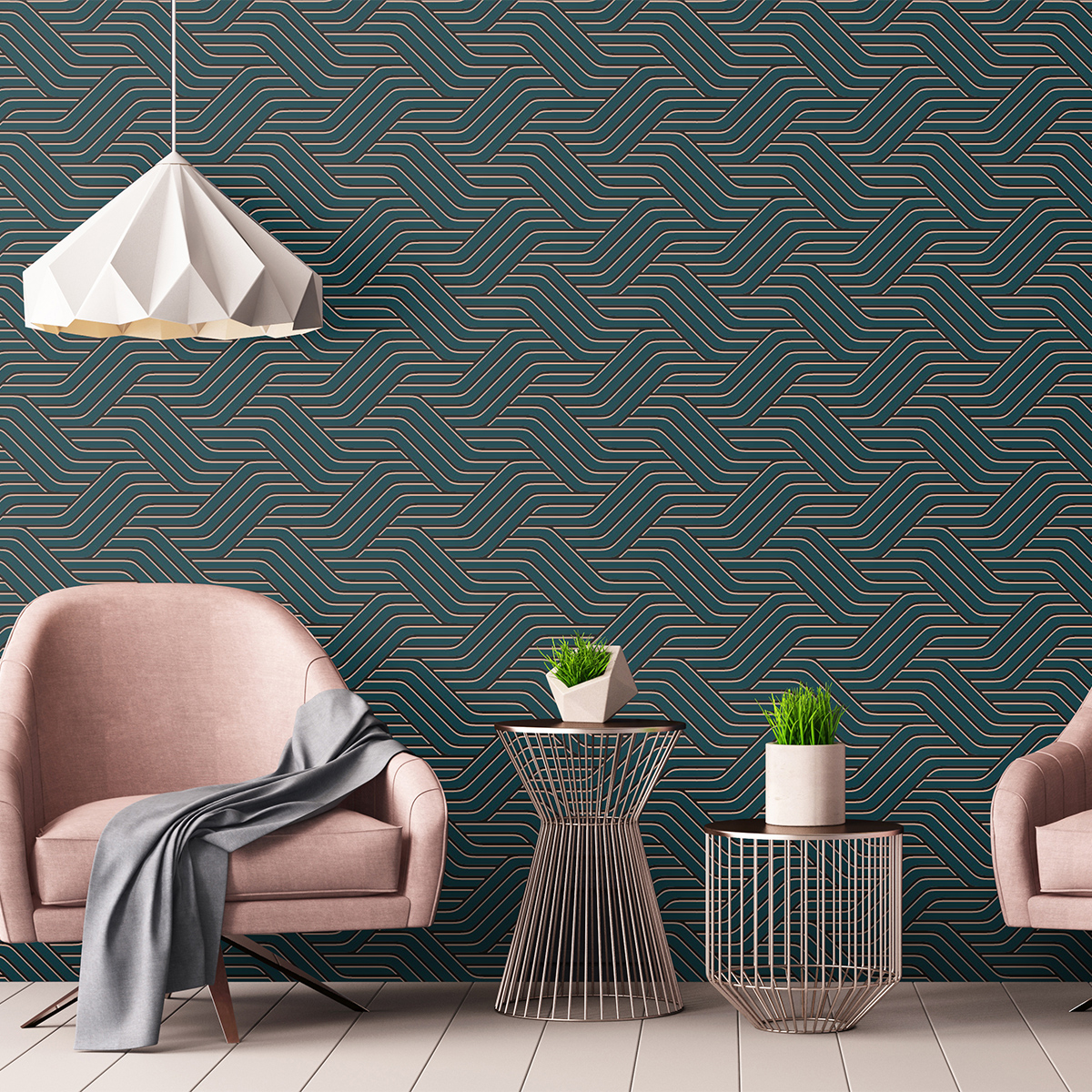 Tapet waves green, dream prints 